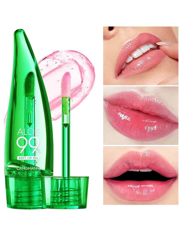 Aloe Vera Repair Lip Gloss - Changing Lip Balm, anti - Dryness, Long - Lasting Moisturizing, Transparent Liquid Lip Care Product