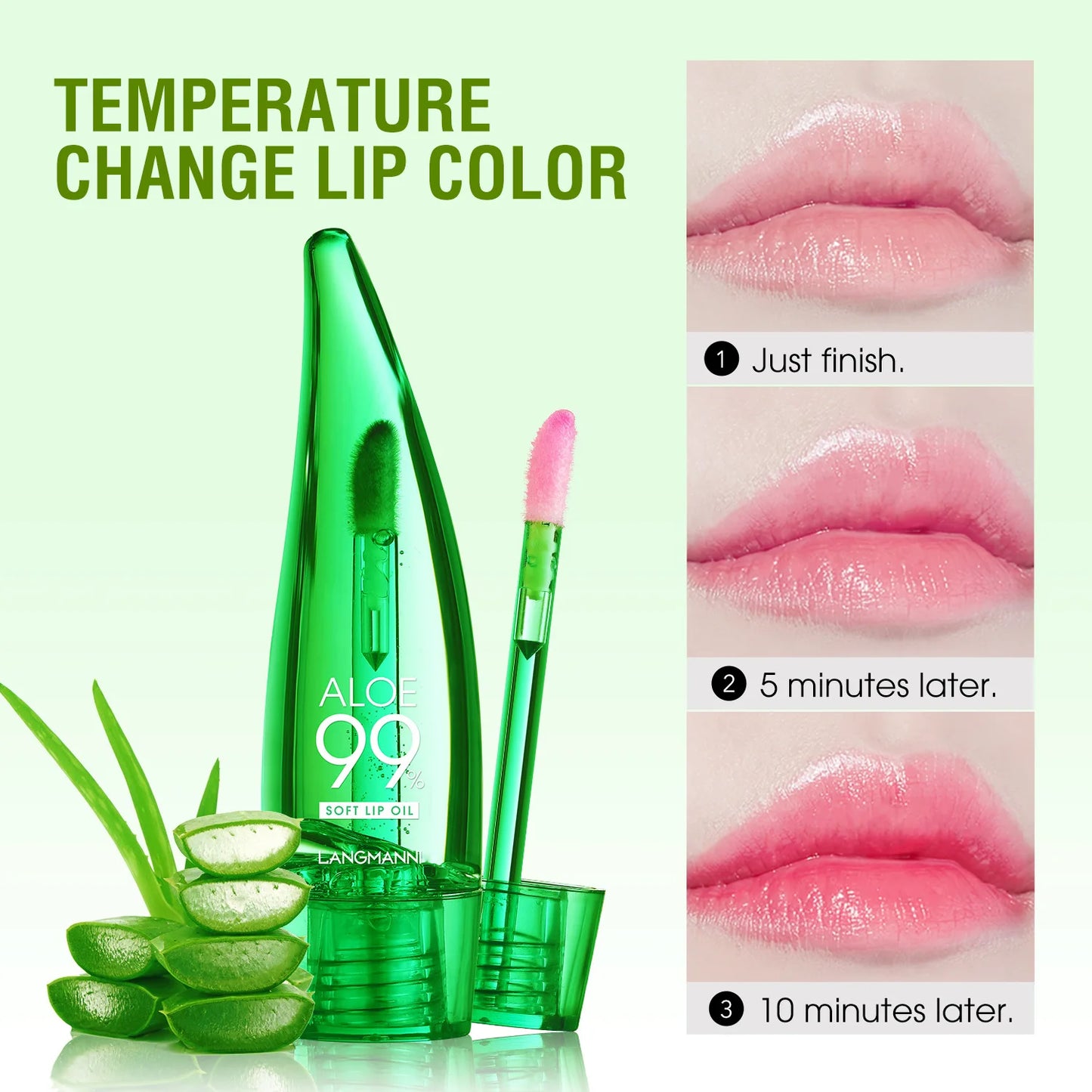 Aloe Vera Repair Lip Gloss - Changing Lip Balm, anti - Dryness, Long - Lasting Moisturizing, Transparent Liquid Lip Care Product