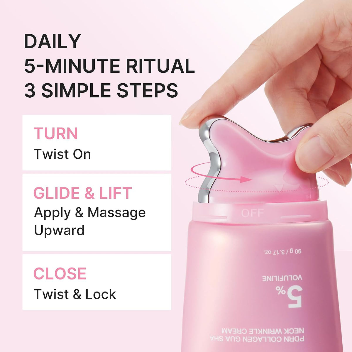 LUXFIRM Gua Sha - Neck & Face Lifter | PDRN Volufiline 5% Collagen Clinical Wrinkle Cream