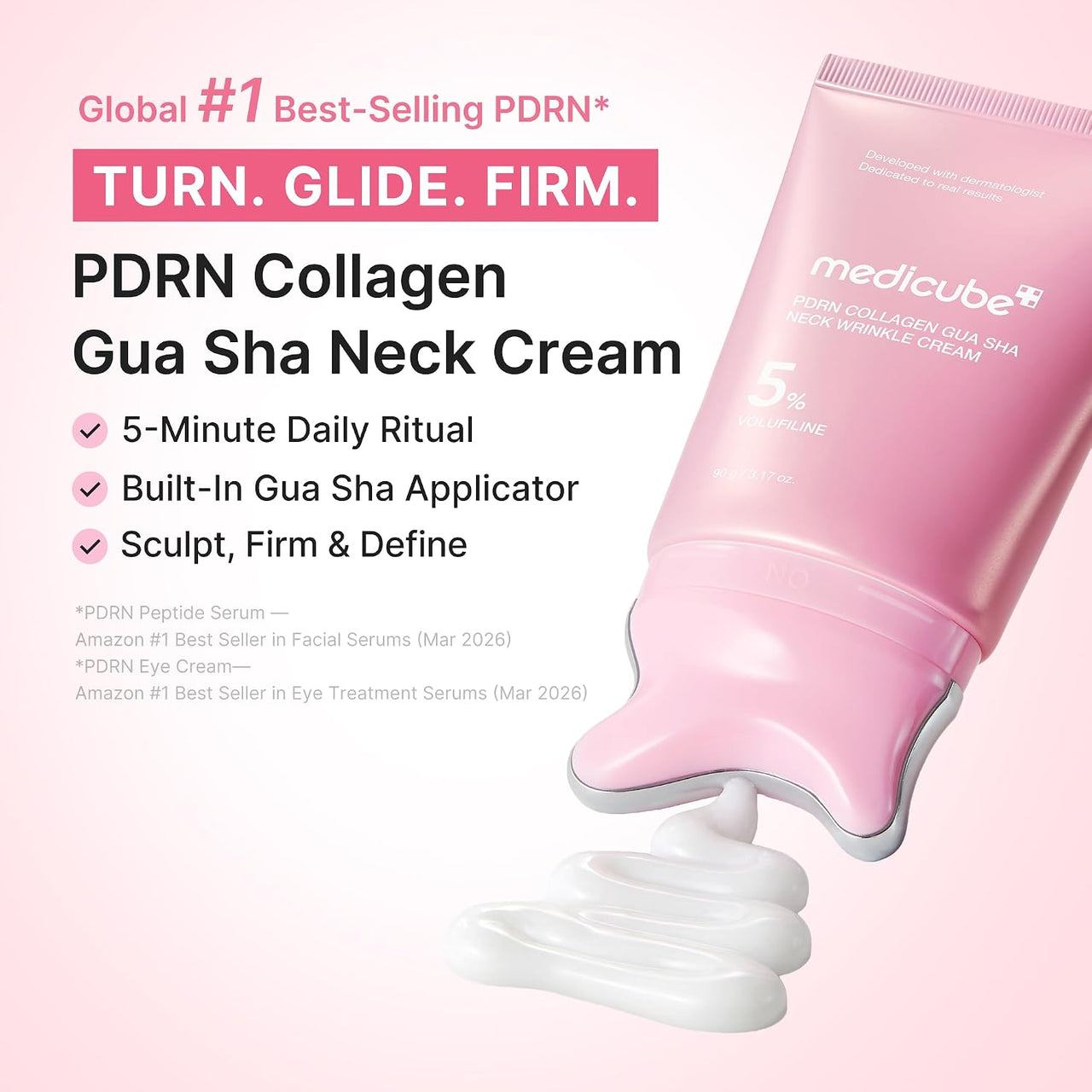 LUXFIRM Gua Sha - Neck & Face Lifter | PDRN Volufiline 5% Collagen Clinical Wrinkle Cream
