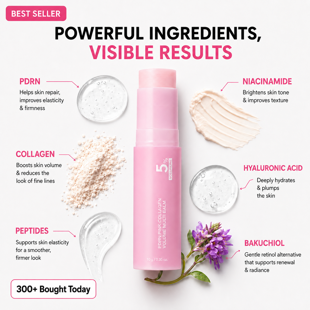 LUXLIFT PINK – PDRN Collagen Clinical Volume Balm Stick | Instant Plump & Glow