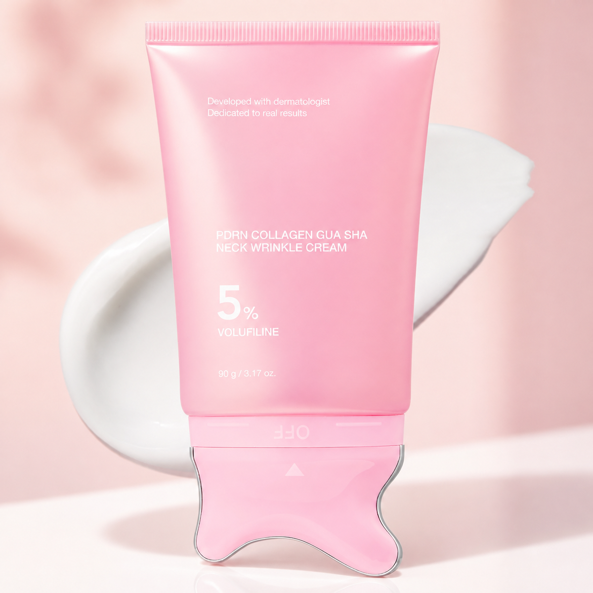 LUXFIRM Gua Sha - Neck & Face Lifter | PDRN Volufiline 5% Collagen Clinical Wrinkle Cream
