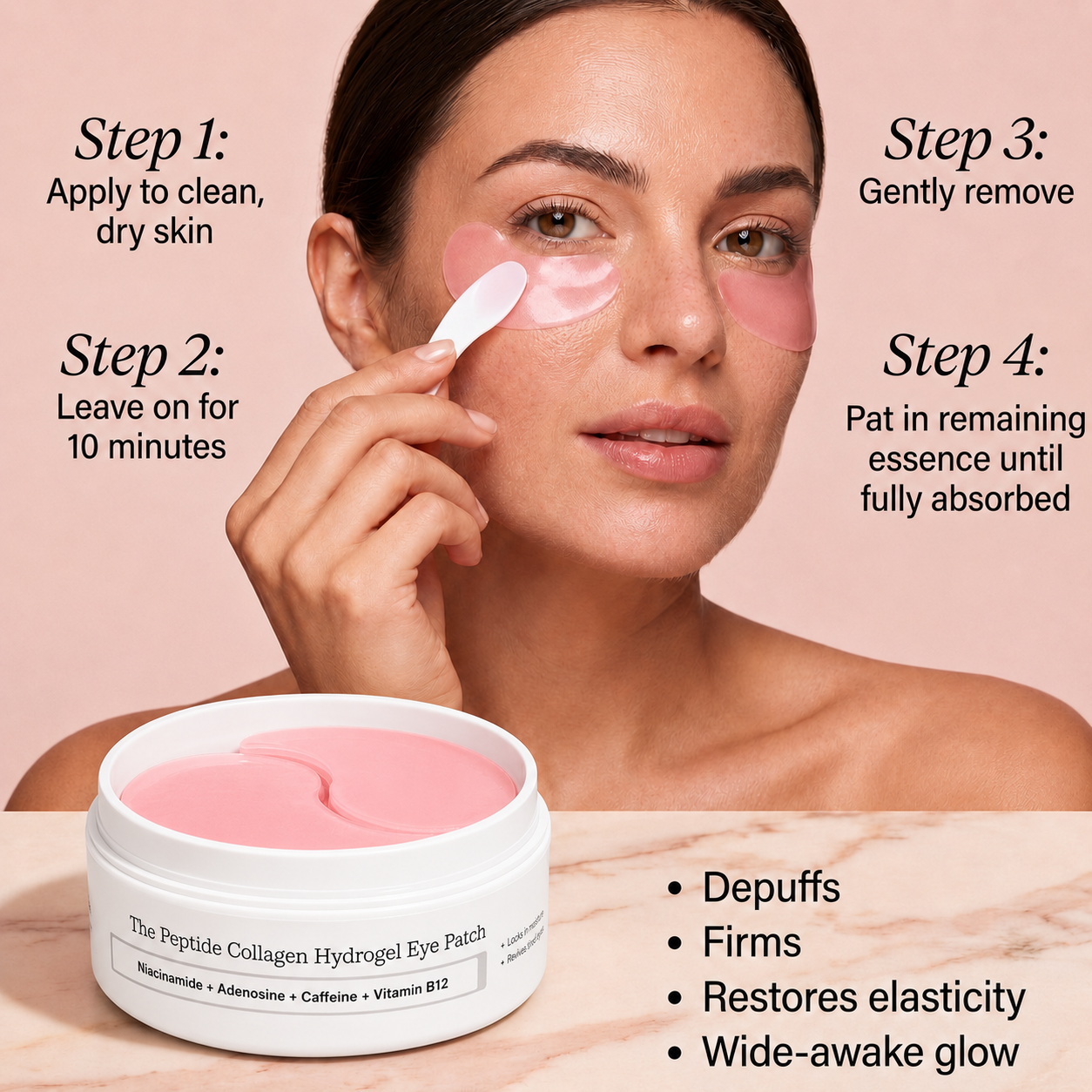 LUXSKIN Pink Collagen Under-Eye Revival Patches 60pcs