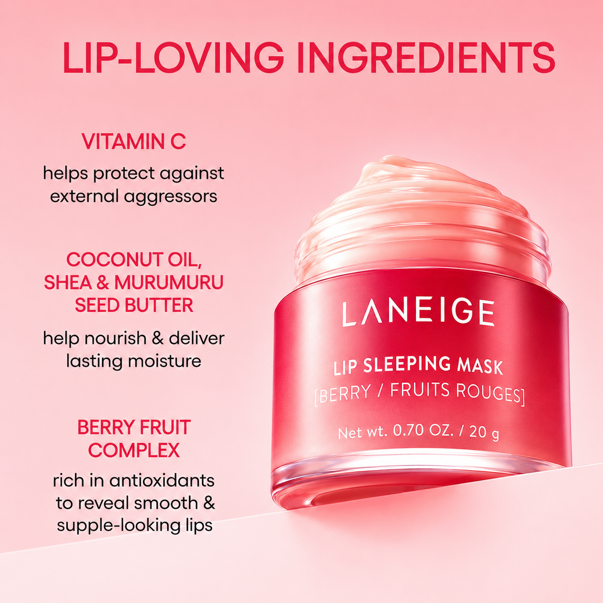 K-Beauty Lucious Berry Lip Mask Balm | Day/Overnight Hydration for Soft, Smooth Lips