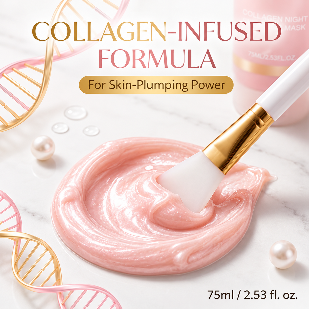 YUR Korean Beauty - 'GLASS SKIN' Overnight Collagen Wrapping Peel-Off Mask w/Brush