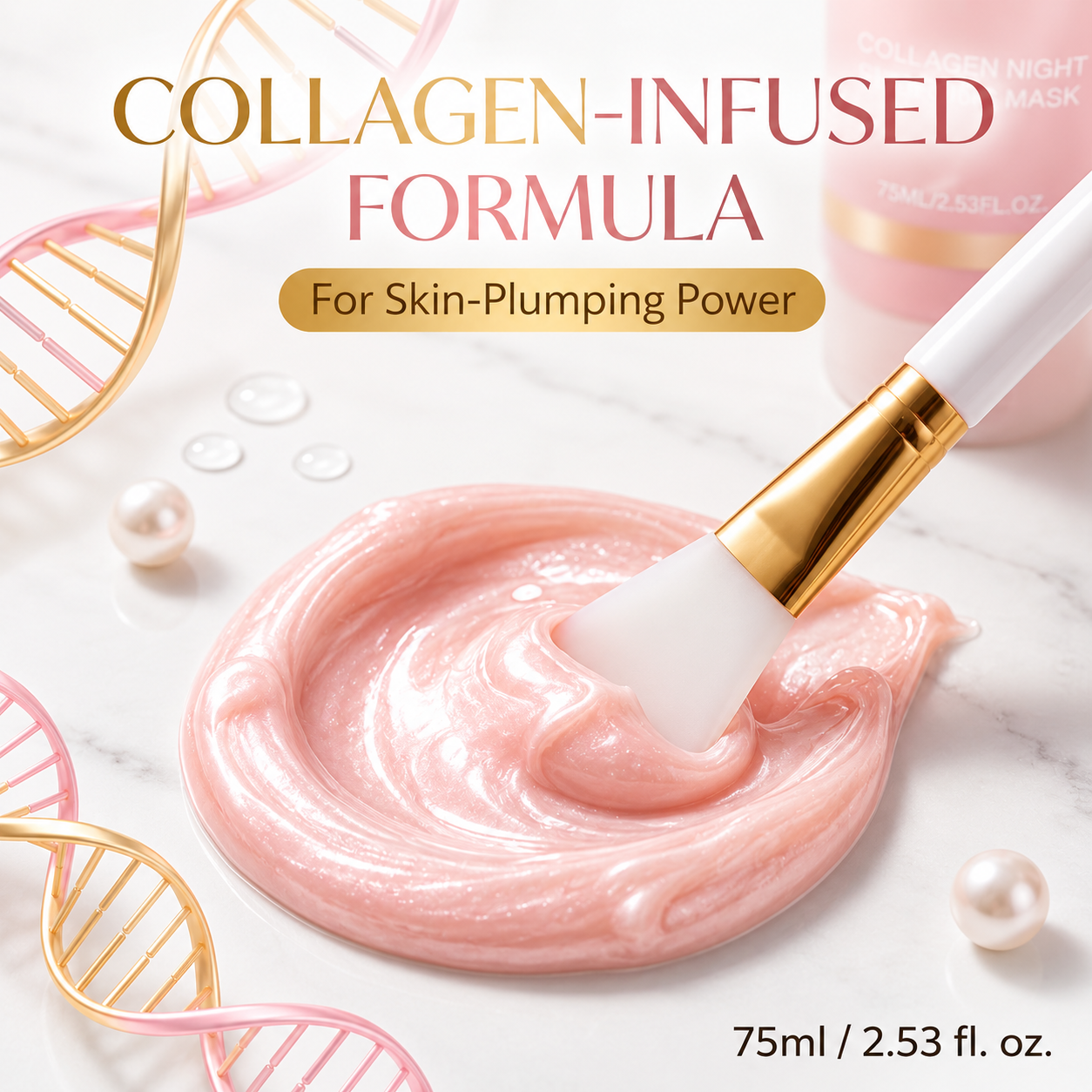 YUR Korean Beauty - 'GLASS SKIN' Overnight Collagen Wrapping Peel-Off Mask w/Brush
