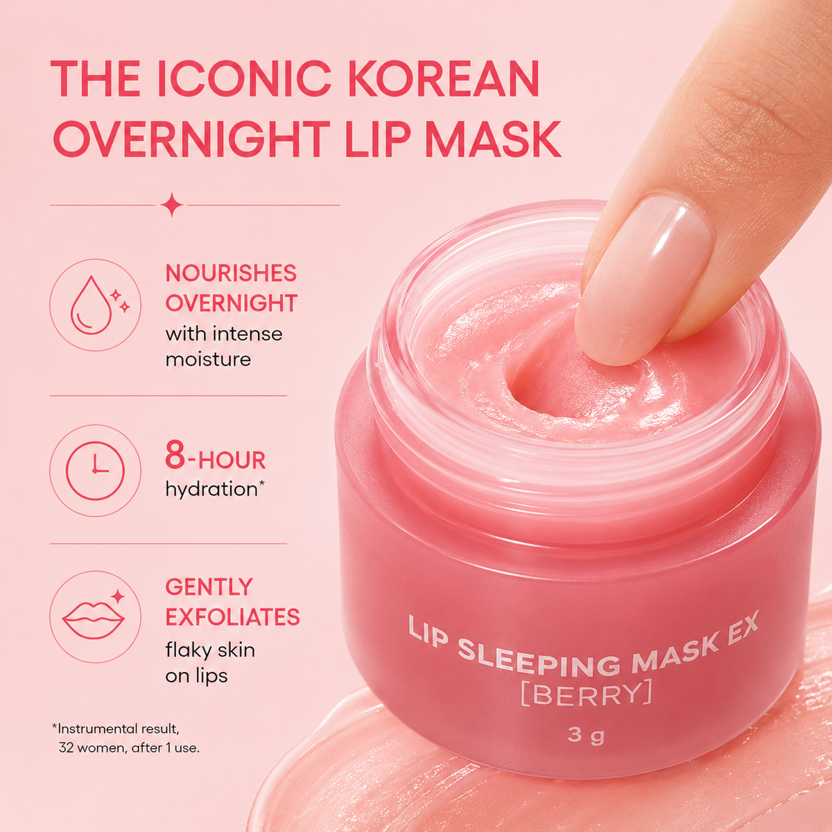 K-Beauty Lucious Berry Lip Mask Balm | Day/Overnight Hydration for Soft, Smooth Lips