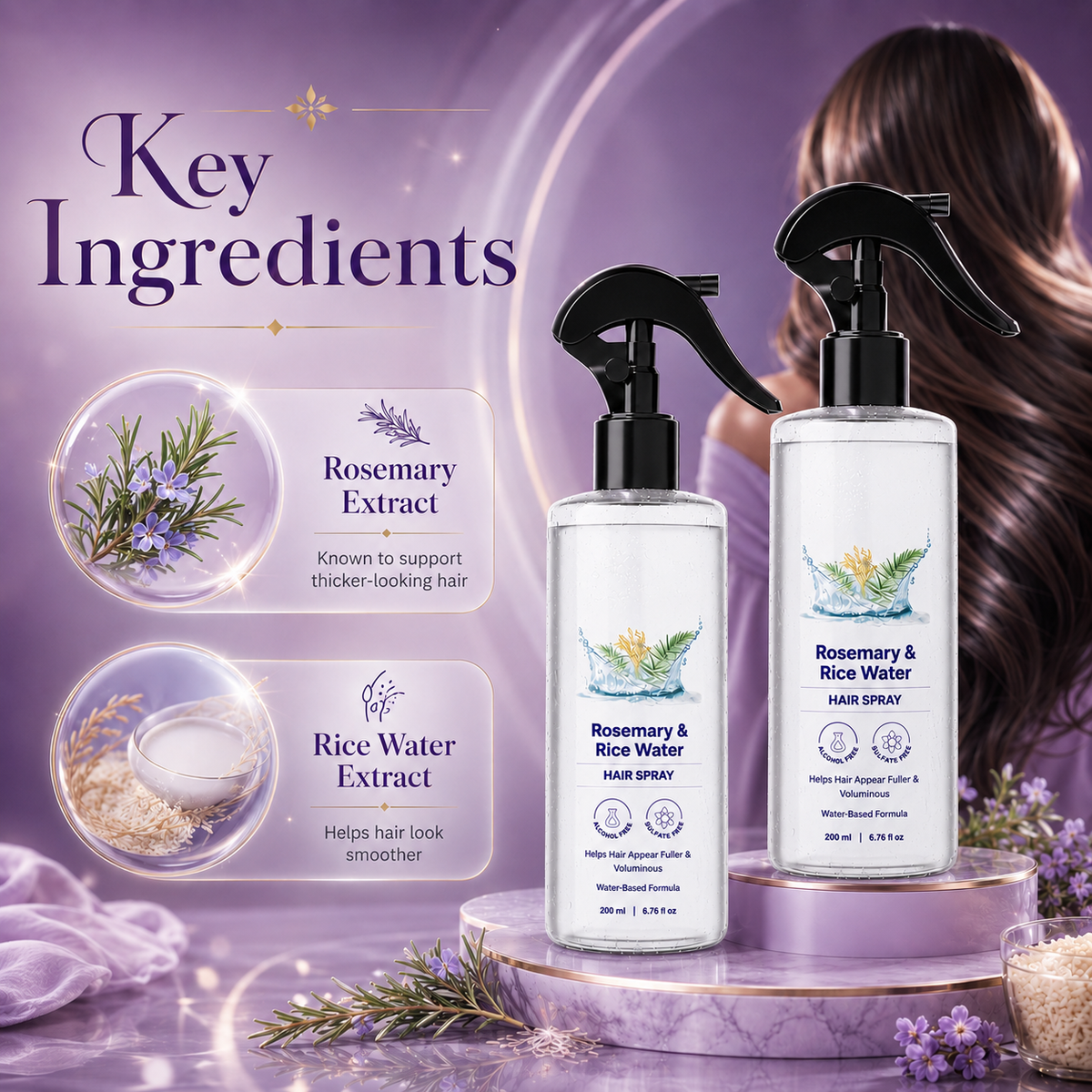 LUXGROWTH Rosemary & Rice Water Hair Growth Spray | Lightweight - Thicker and Stronger Hair