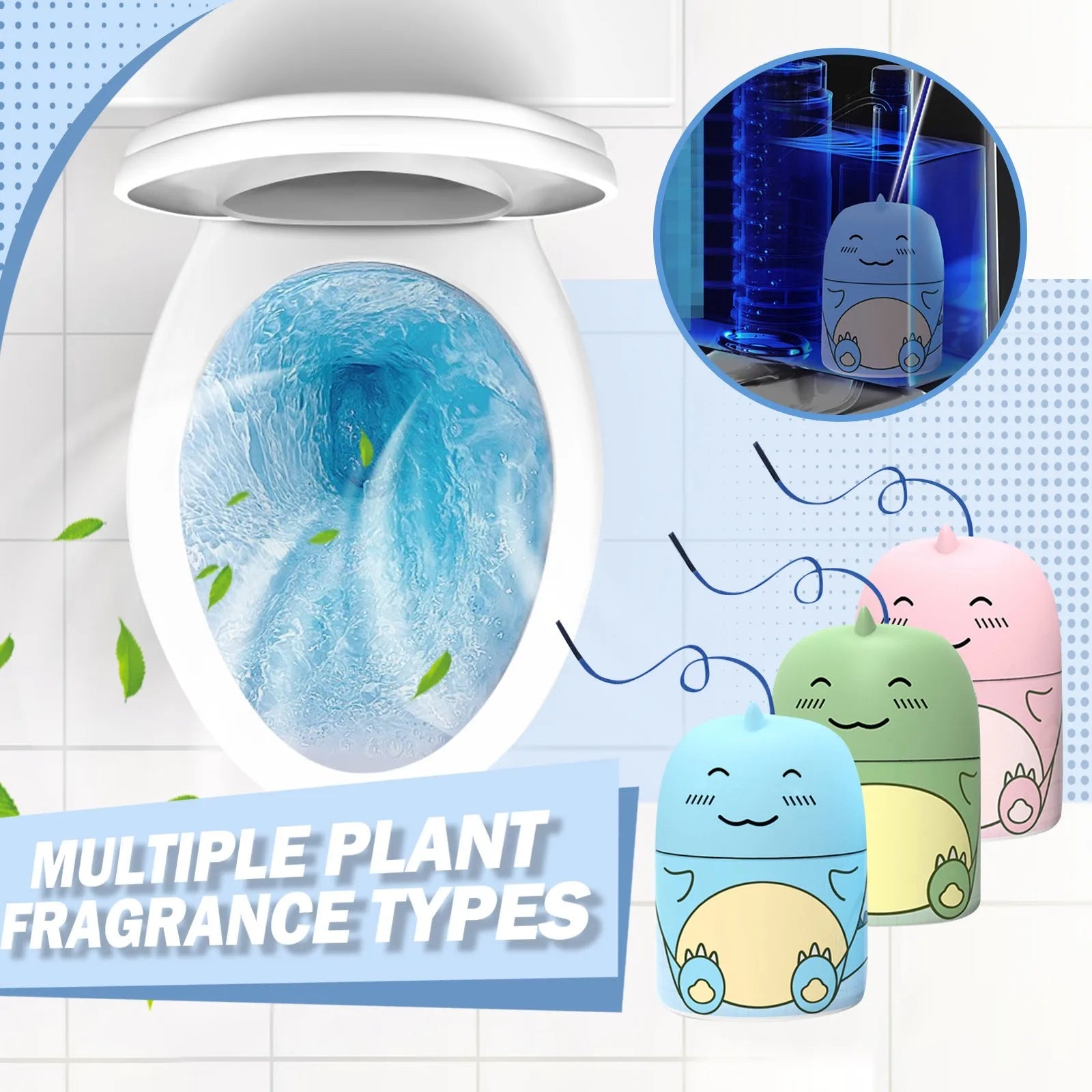 Automatic Bathroom Toilet Tank Cleaner with Ocean Scent Cute Dinosaur-Shaped Toilet Bowl Cleaner Bottle Bathroom Cleaning Supply