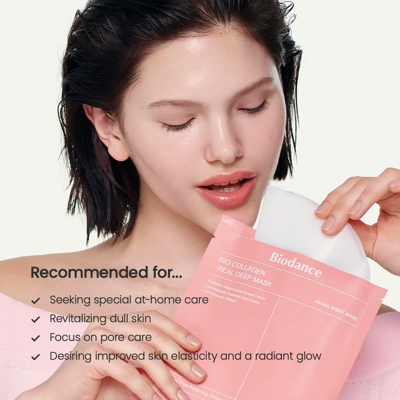 Bio-Collagen Refreshing Deep Face Mask. Moisturizing Night Hydrogel Mask, Minimizes Pores, Improves Elasticity