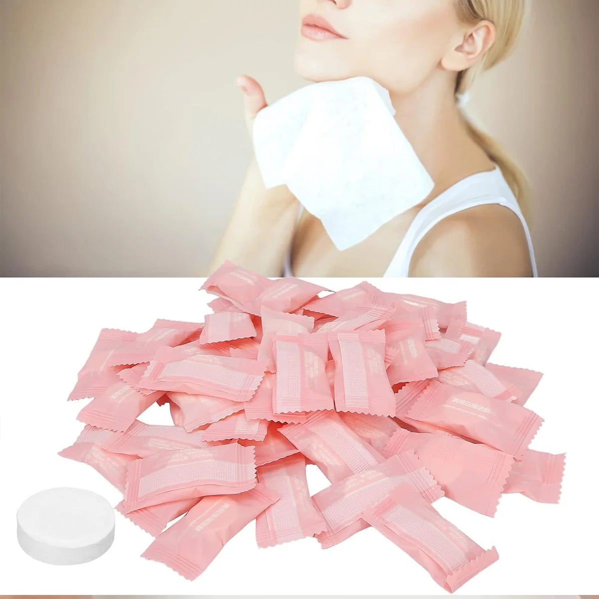 Compressed Towel Disposable Portable Face Towel Cotton Coin Tissue Suitable For Travel Camping Hiking Sports Beauty Salons