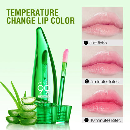 Aloe Vera Repair Lip Gloss - Changing Lip Balm, anti - Dryness, Long - Lasting Moisturizing, Transparent Liquid Lip Care Product