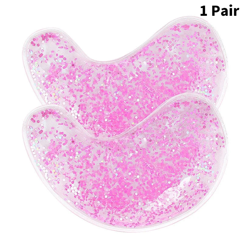 Cute Pink Gel Eyebag Patch Hot & Cold Relieves Puffiness & Reusable