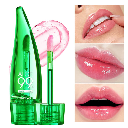 Aloe Vera Repair Lip Gloss - Changing Lip Balm, anti - Dryness, Long - Lasting Moisturizing, Transparent Liquid Lip Care Product