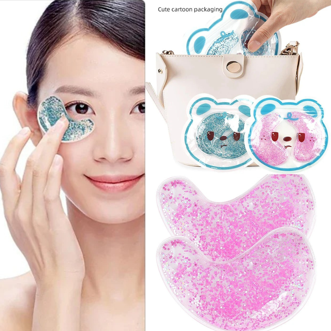 Cute Pink Gel Eyebag Patch Hot & Cold Relieves Puffiness & Reusable