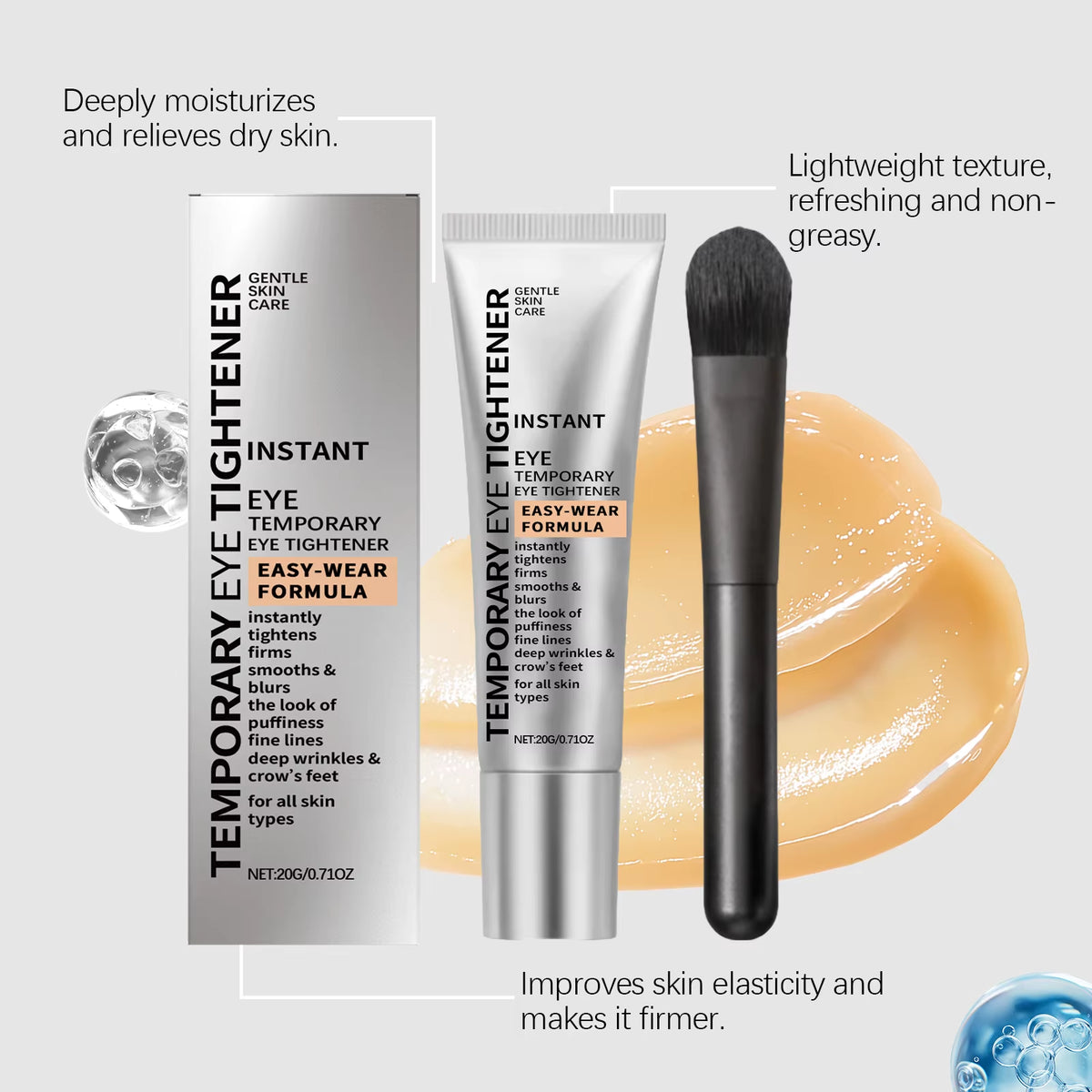 Temporary Tightener Eye Cream Reduces Dark Circles Eye Bags Puffiness Fine Lines Anti-Aging Hyaluronic Acid Firming Eye Cream