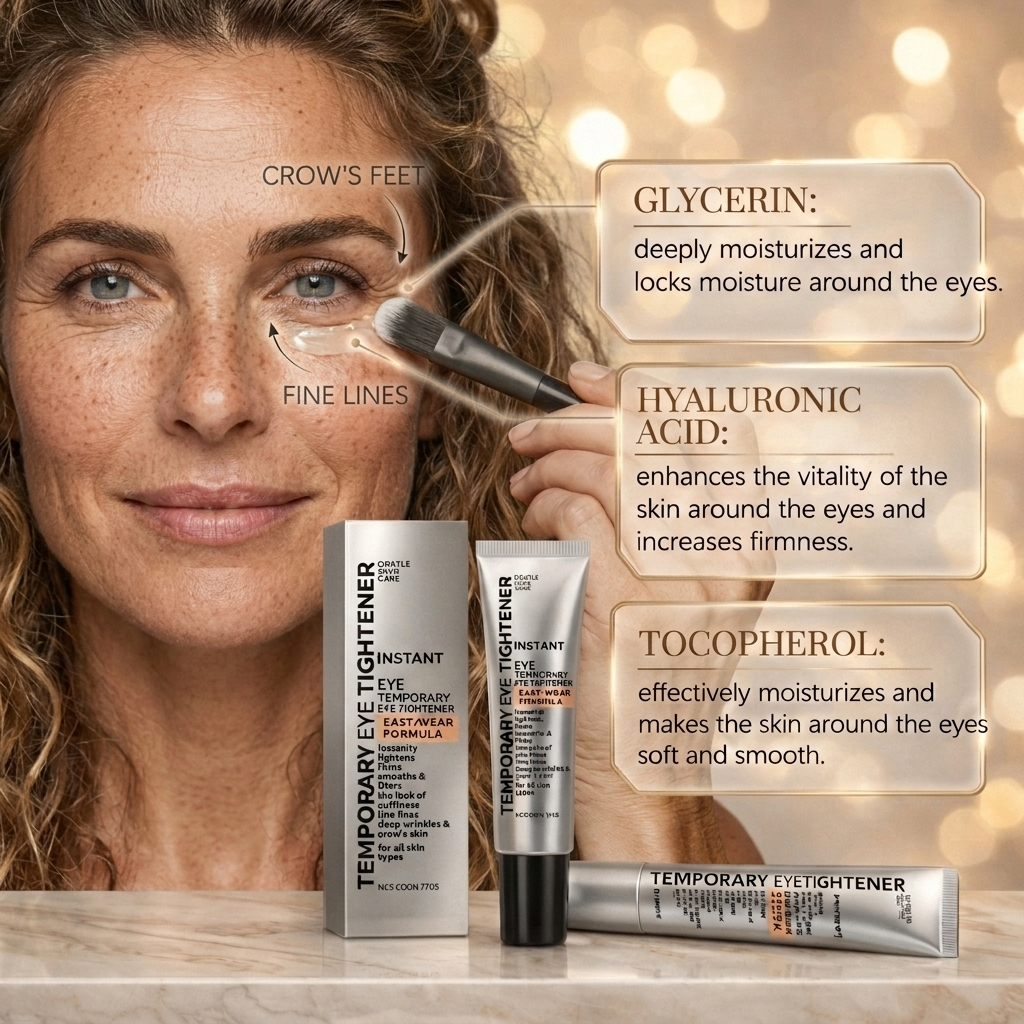 LUXLIFTÉ Instant Eye Tightener w/ Brush – Hyaluronic Firming Cream for Dark Circles, Puffiness & Fine Lines