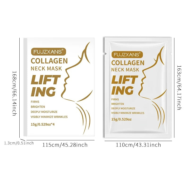 LUXFIRM 4PACK Overnight Hyaluronic Acid / Collagen Moisturising Neck Lifting Mask