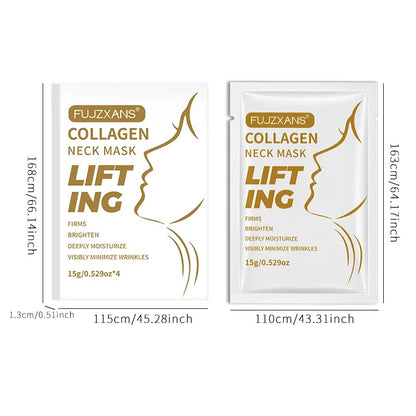 LUXFIRM 4PACK Overnight Hyaluronic Acid / Collagen Moisturising Neck Lifting Mask