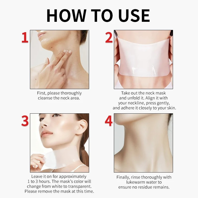 LUXFIRM 4PACK Overnight Hyaluronic Acid / Collagen Moisturising Neck Lifting Mask