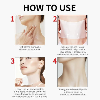 LUXFIRM 4PACK Overnight Hyaluronic Acid / Collagen Moisturising Neck Lifting Mask
